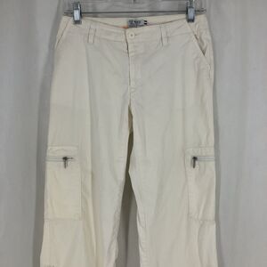 IZOD Stretch White Roll Up Cargo Ankle Pants 4 Petite